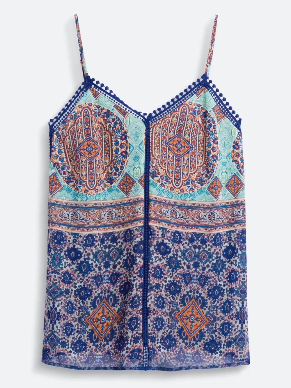 Collective Concepts Blue Multi Boho Medallion Spaghetti Cami